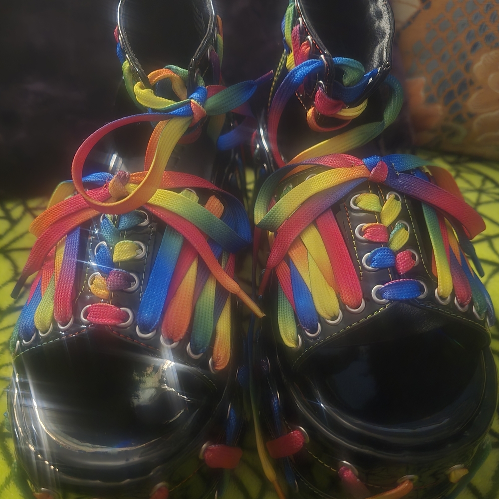 Sold out rare Club exx Rude Awakening Rainbow platforms.. - Picture 8 of 9